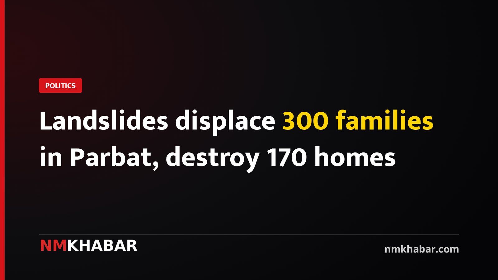Landslides displace 300 families in Parbat, destroy 170 homes